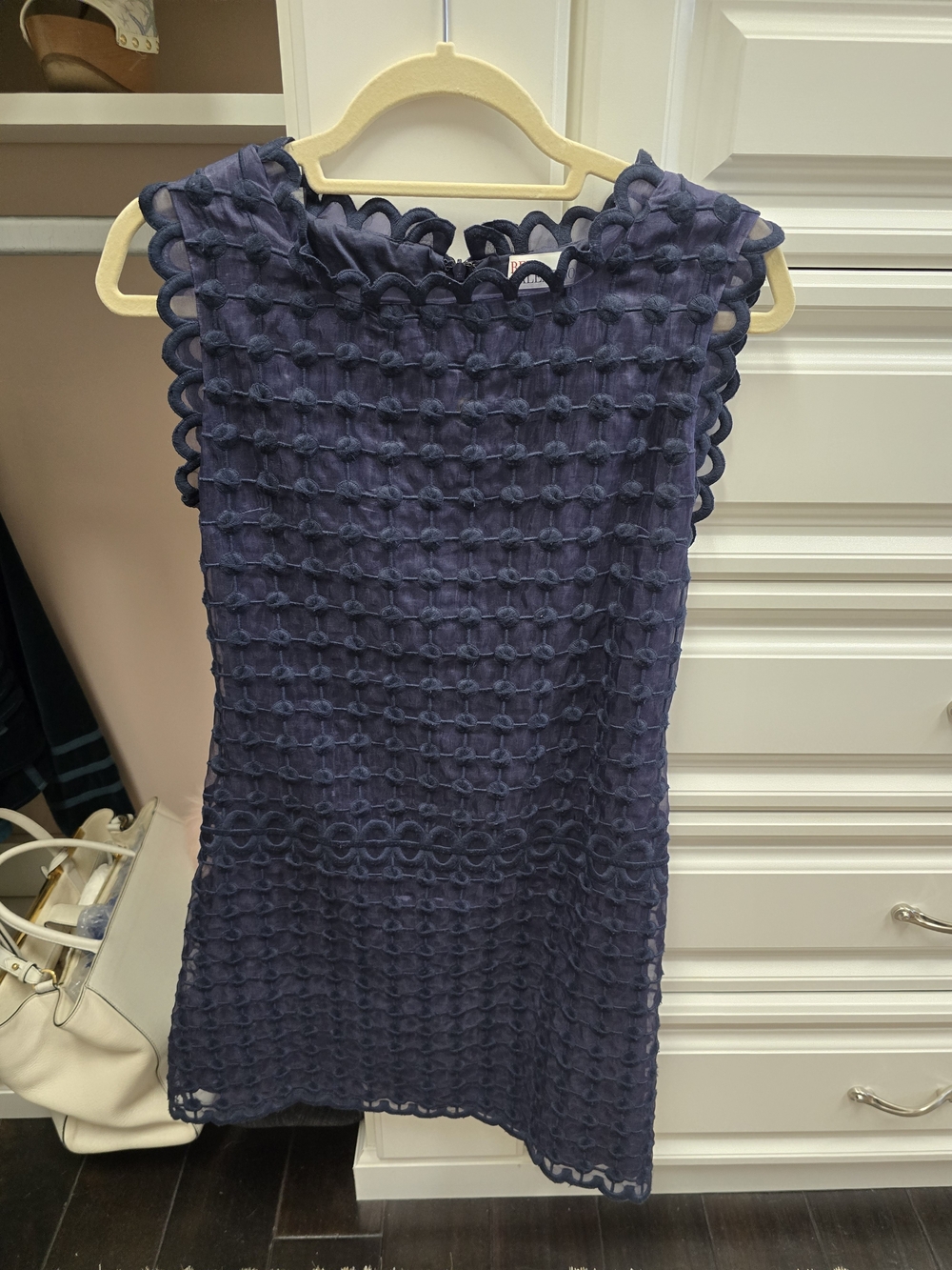 RED Valentino Navy Textured Sleeveless Mini Dress